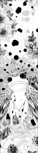 Free printable frog bookmark to color featuring an angelic frog